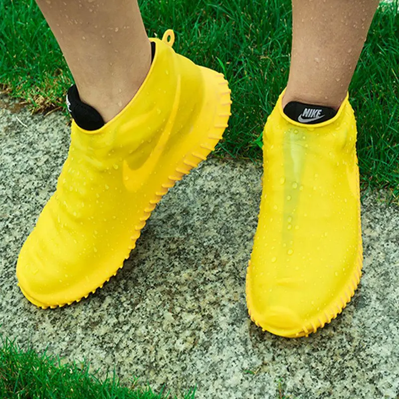 

1 Pair Reusable Latex Waterproof Rain Shoes Covers Slip-resistant Rubber Rain Boot Overshoes Unisex Cycling Sport Shoe Cover