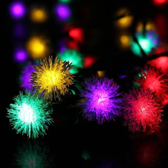 20 LEDs Solar Power Fairy String Lights Hair Ball Decorative Garden Outdoor Lighting Festival Party Home Illumination Decor PO3
