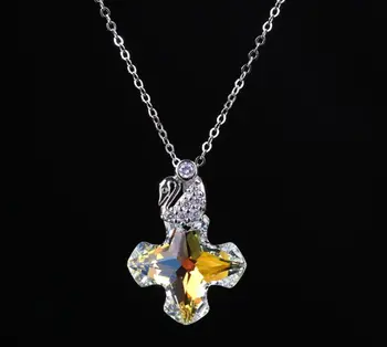 

2 Color Optional Top Quality Fashion Crystal Cross Pendant Necklaces For Women Wedding Party Dating Jewelry Accessories 2018 New