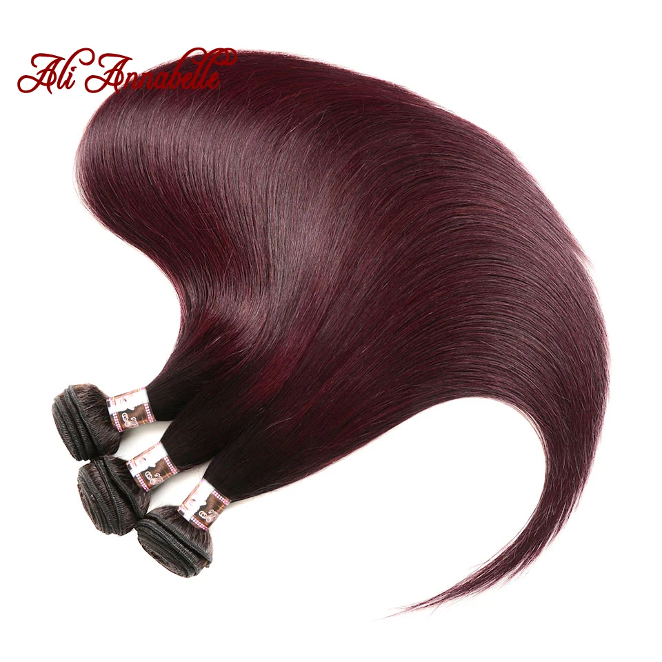 Али ANNABELLE волос эффектом деграде(переход от темного к бразильские прямые волосы 3 шт 1B/бордовый прядь волос с покраской Омбре пучки 99J красный Remy пряди человеческих волос для наращивания волос