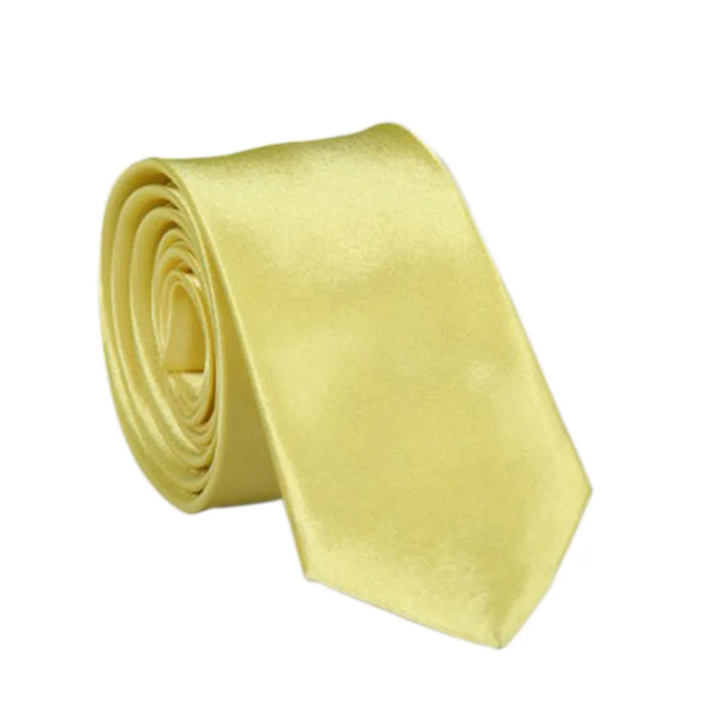Карамельный цвет классический сплошной Цвет галстук полиэстер тощий галстук галстуки для Для мужчин Свадебный костюм тонкий галстук