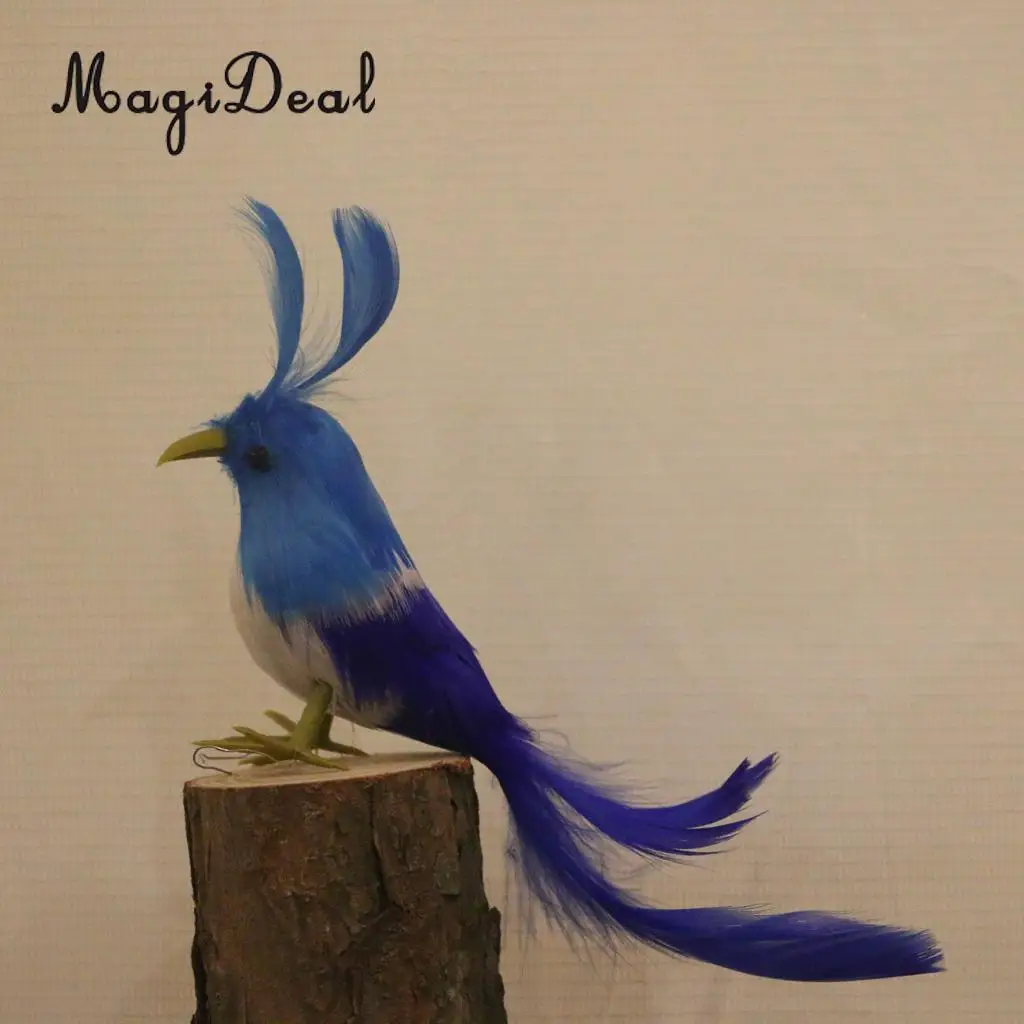 MagiDeal Realistic Artificial Feathered Fake Mini Birds Garden Decoration Figurine Miniature Model Long Tail
