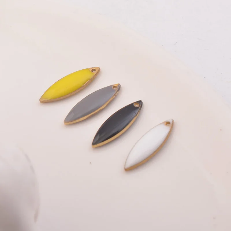 

10pcs 5*16mm Enamel oval Charms Connector Pendants Gold Color Copper DIY Jewelry Finding