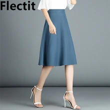 Flectit Womens Vintage High Waist A-Line Midi Skirt 2018 Plus Size XXL Autumn Winter Flared Skirt Saia Feminina