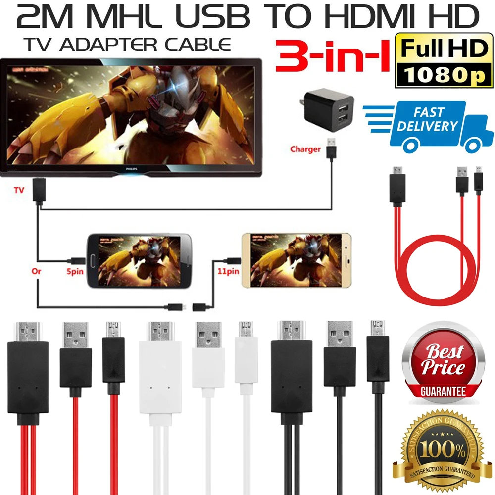 Универсальный MHL Micro USB к HDMI 1080P HD tv samsung телефонный кабель адаптер для мобильного телефона ТВ проектор ПК