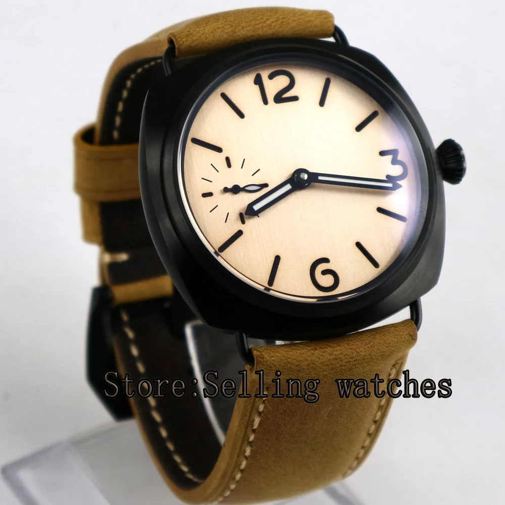 

NEW Arrive 47mm PARNIS Sterile Dial PVD Case Luminous 17 Jewels Hand Winding Movement men's Watch