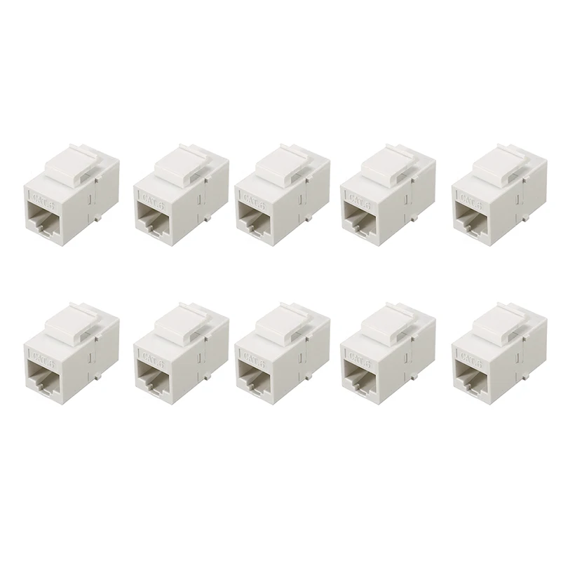 10 Pack Black CAT6 Inline Coupler Keystone RJ45 Female Snap-In Jack Insert