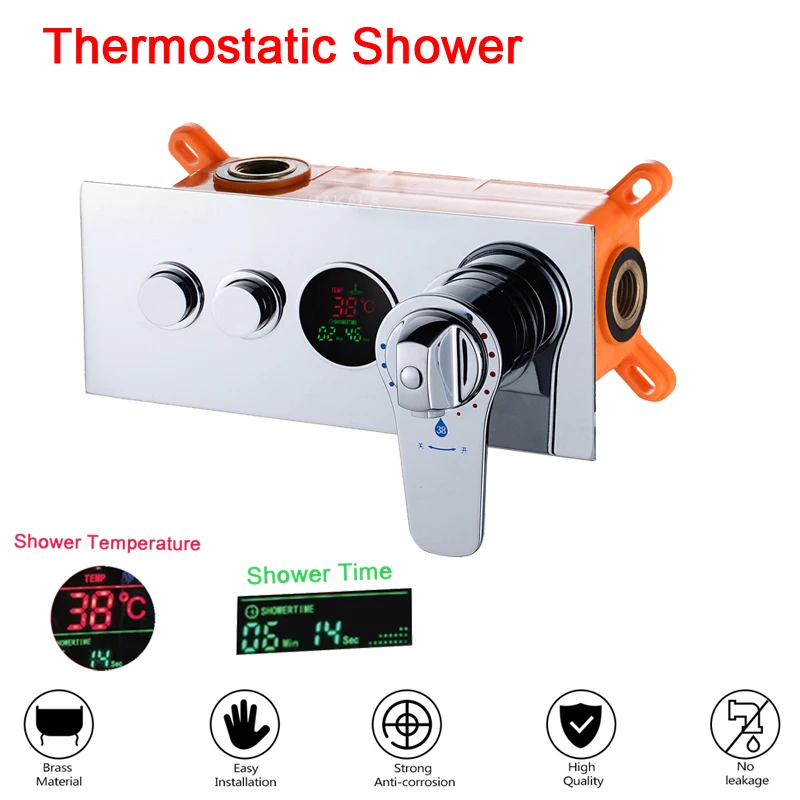 Bathroom Concealed Control Valve Thermostatic Mixing Valve Brass Wall