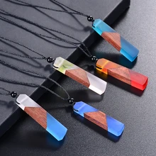 HIYONG Fashion Handmade Vintage Resin Wood Necklaces Woven Rope Adjustable Chain Long Rope Wooden Pendants Necklace Jewelry Gift HIYONG Fashion Handmade Vintage Resin Wood Necklaces Woven Rope Adjustable Chain Long Rope Wooden Pendants Necklace Jewelry Gift