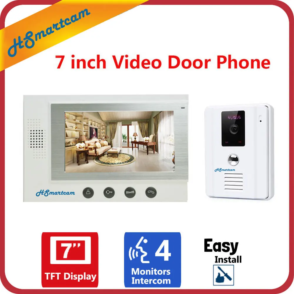 

7inch LCD Video Doorphone Speakerphone Door Bell Private House Wired Audio intercom System 700TVL Waterproof IR 110 Angle camera