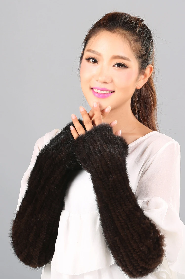  Winter Warm Gloves For Women Natural Mink Fur Gloves Female Knitted Real fur Gloves Fingerless Thick 2017 New (15)