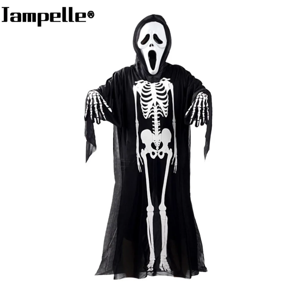 Костюм на Хэллоуин, череп, скелет, демон дух, маскарадные костюмы для взрослых детей и детей, карнавальный маскарадный костюм, халаты, страшная маска