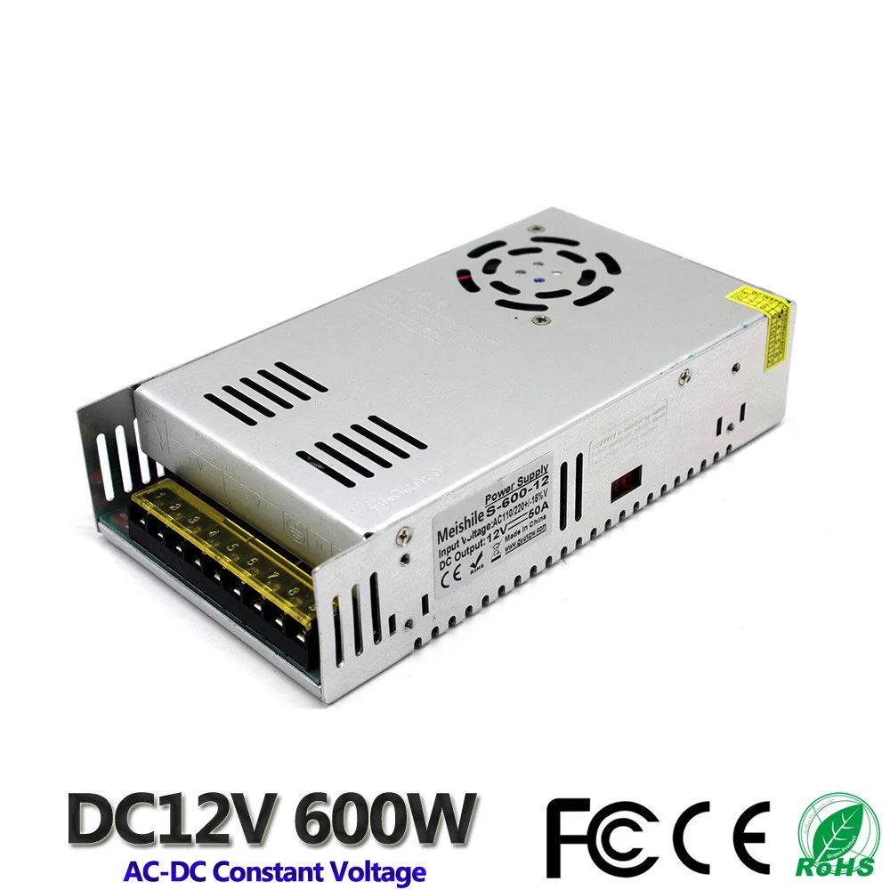 DC 12V 50A 600W светодиодный светильник драйвер ремня импульсный источник питания 110V