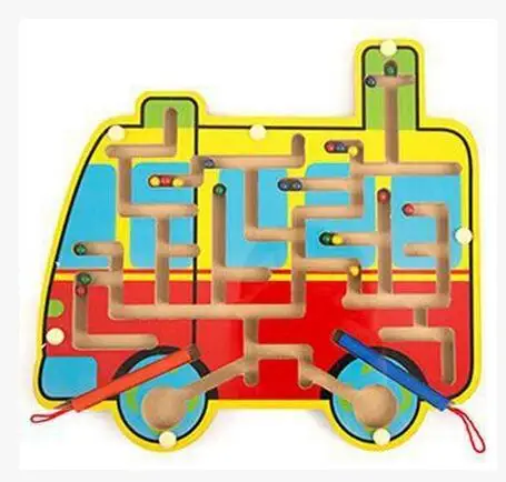 Деревянный магнитный лабиринт игра ходячие бусины доска лабиринта шахматы интеллектуальные игры Детские игрушки 11 дизайнов Aniamls MT52 - Цвет: Многоцветный
