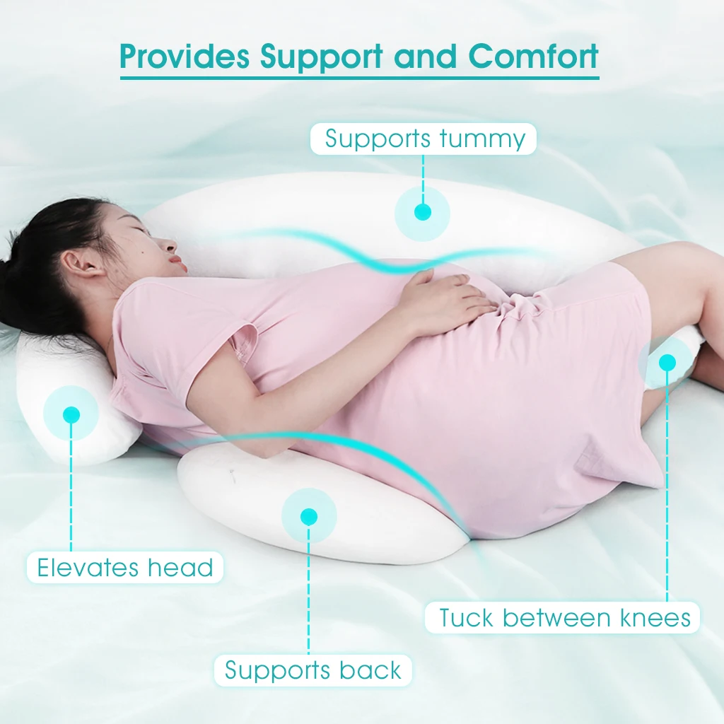 LANGRIA контурная Подушка для беременных, подушка для поддержки тела, съемная и регулируемая моющаяся подушка в форме полумесяца