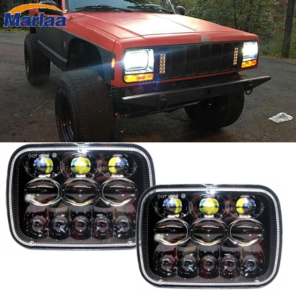 

Marlaa 2x Rectangular 5"x 7" 7"x 6" 6"x 7" Projector LED Headlight for 1986-1992 Jeep Wrangler MJ Comanche H6054 H5054 H6054LL