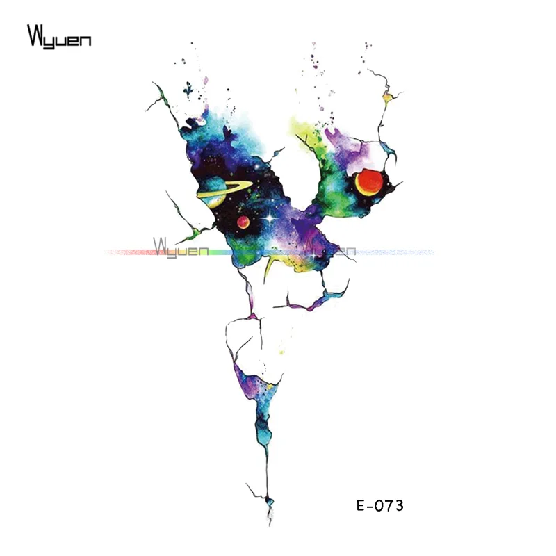 Wyuen Planet временные татуировки наклейки на боди арт карта координата пространства тату горная Вселенная водонепроницаемый поддельные татуировки E-001