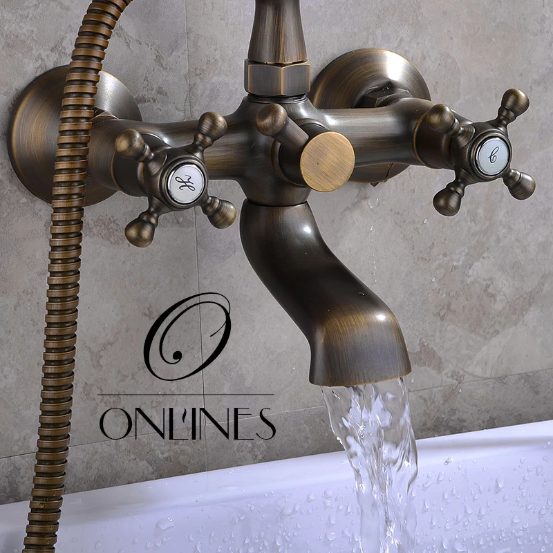 German online European antique full copper bathtub faucet shower faucet hot and cold bathtubs