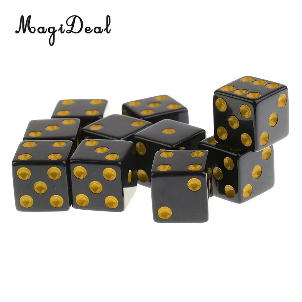 10 Pieces/Set Plastic Dice D6 6 Sided Dotted Dice for D&D RPG Table Games Drinking Gaming Adult Toys Novelty Gift 4Colors