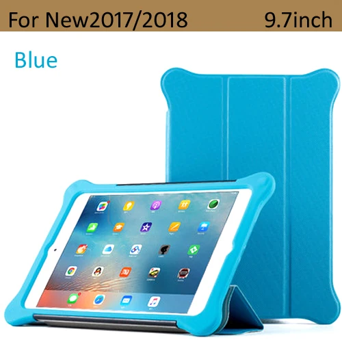 Чехол для iPad air 1/2 pro 9,7/10,5 силиконовый кожаный чехол с откидной крышкой, ударопрочный, полностью закрытый и спящий - Цвет: new 2017 2018 blue