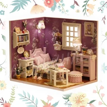 Миниатюрный Кукольный дом гостиная DIY светодиодный светильник деревянный кукольный домик с мебелью ремесла взрослые игрушки для подростков модельные строительные наборы