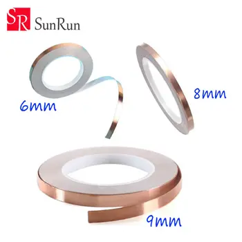 

3pcs/lot 6mm/8mm/9mm*30m Single Adhesive Conductive Copper Foil Tape EMI Shielding Copper Foil Strip for Stained Glass Work