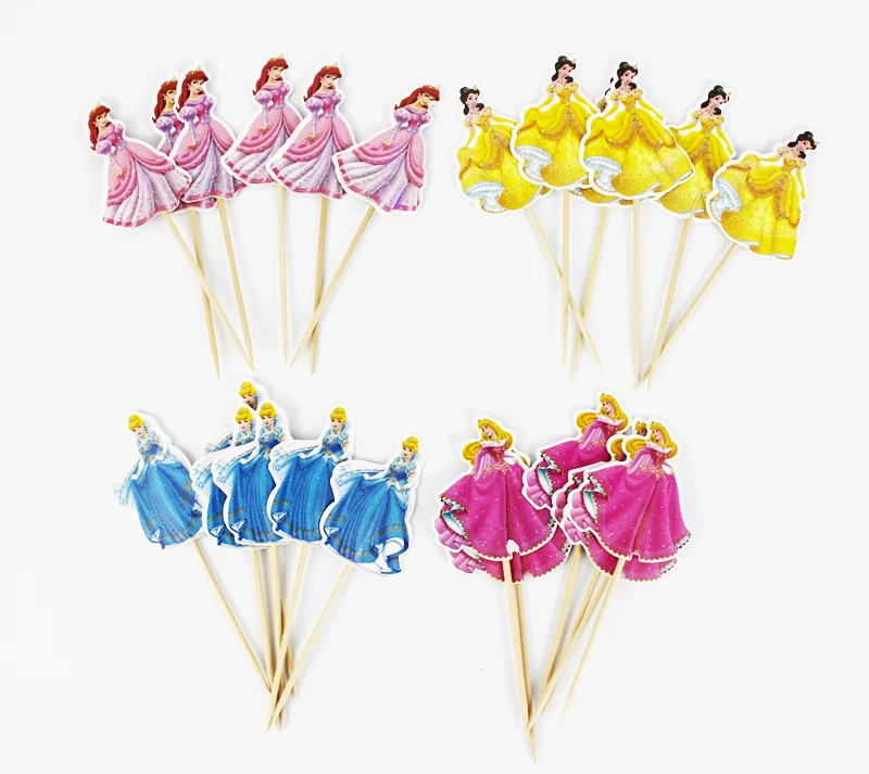 

48pcs 4 designs Cinderella Princess Cupcake Toppers Picks,princess girl birthday/wedding party decorations,evnent party favors