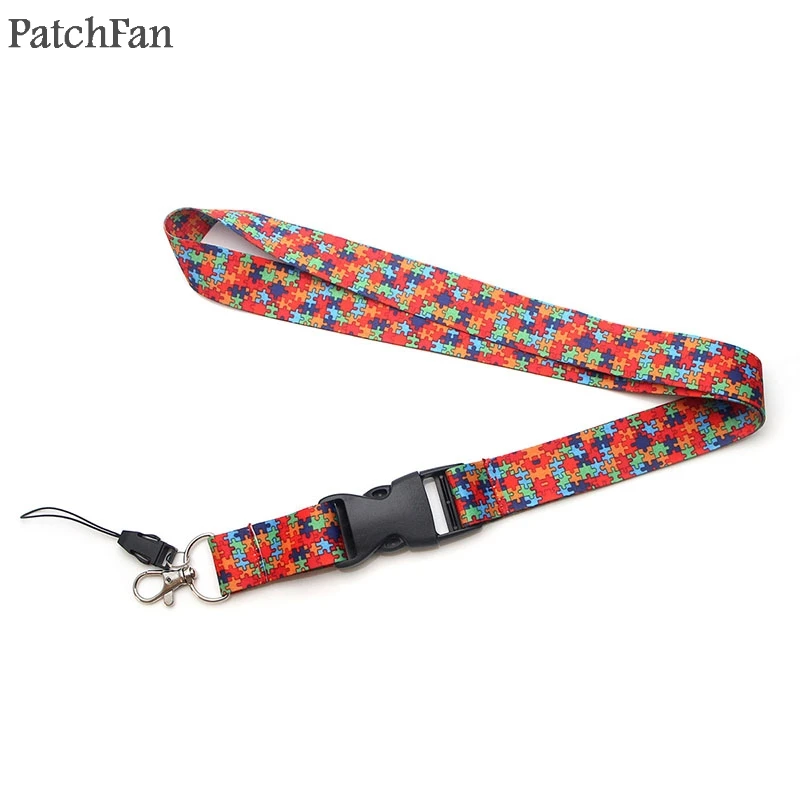 

20pcs/lot Patchfan Autism Awareness Jigsaw Puzzle Key lanyards for keys in Mobile Phone neck straps badge holders webbings A1157