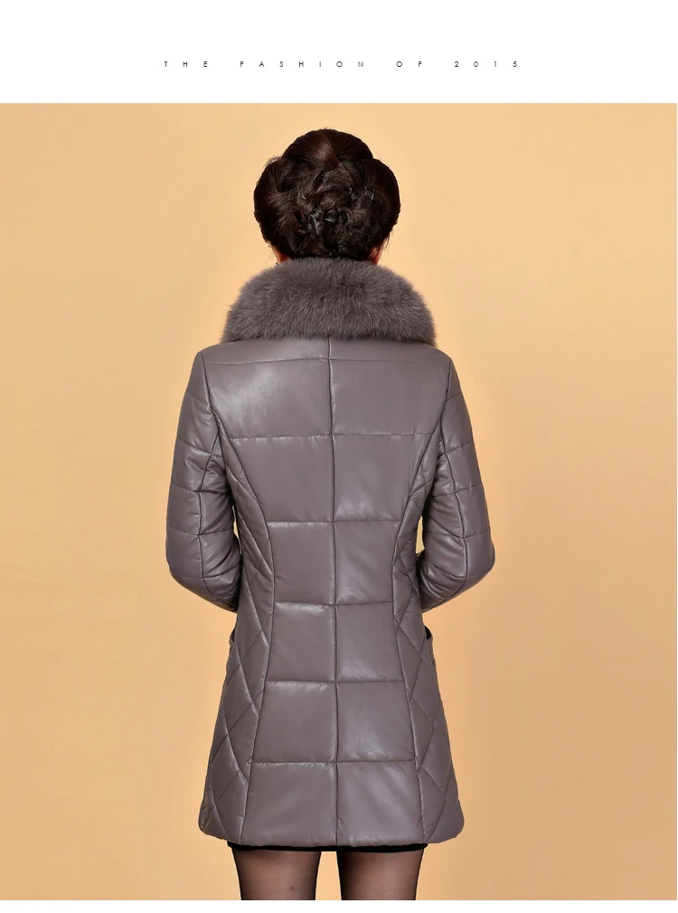Women Elegant Winter Leather Jacket Long Thick Coat Fur Collar Jackets 2018 Fashion New Women Winter Warm Coat CH746 (6)