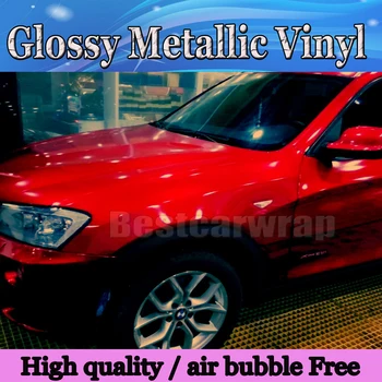 

Ultra Glossy Metallic Red Car Wrap Film blood gloss With Air bubble free vehicle boat wrap styling Size:1.52*20M/Roll (5ftx66ft