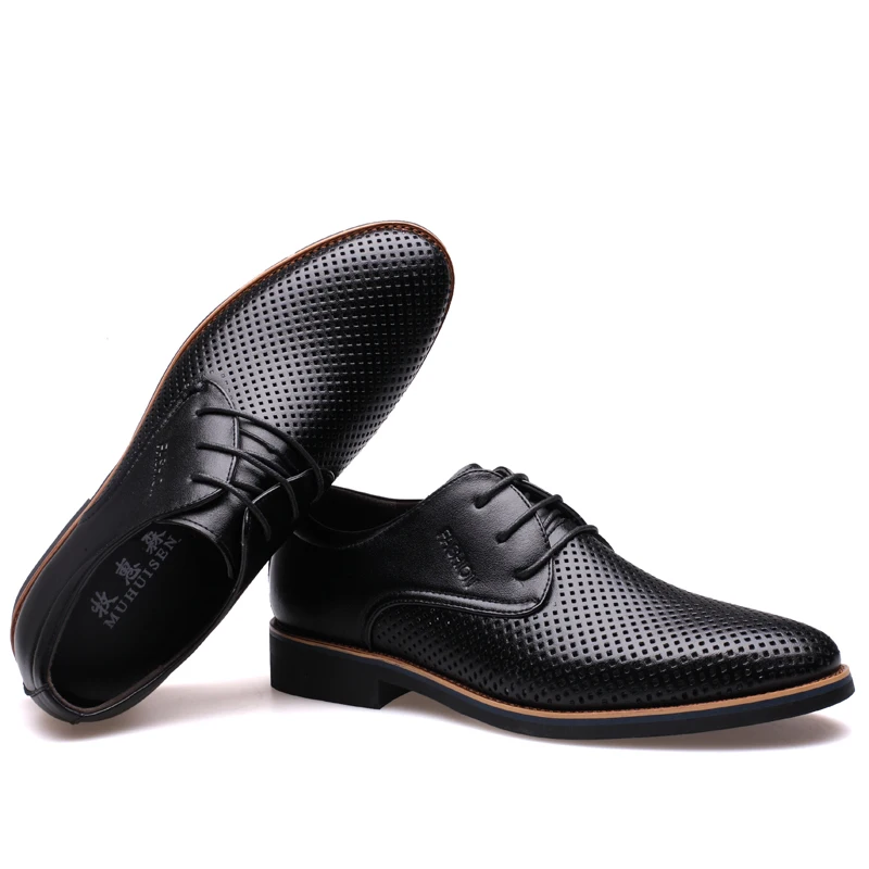 Muhuisen Fashion Summer Men Dress Formal Shoes Breathable Hollow Out Leather Male Oxfords Shoes Casual Business Wedding Shoes Muhuisen Fashion Summer Men Dress Formal Shoes Breathable Hollow Out Leather Male Oxfords Shoes Casual Business Wedding Shoes