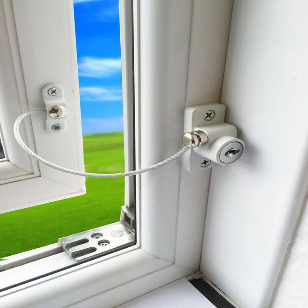 

Door Window Lock Restrictor Stainless Steel Children Security Car Window Cable Limit Lock 18.5cm Safety Key Lock 9.24