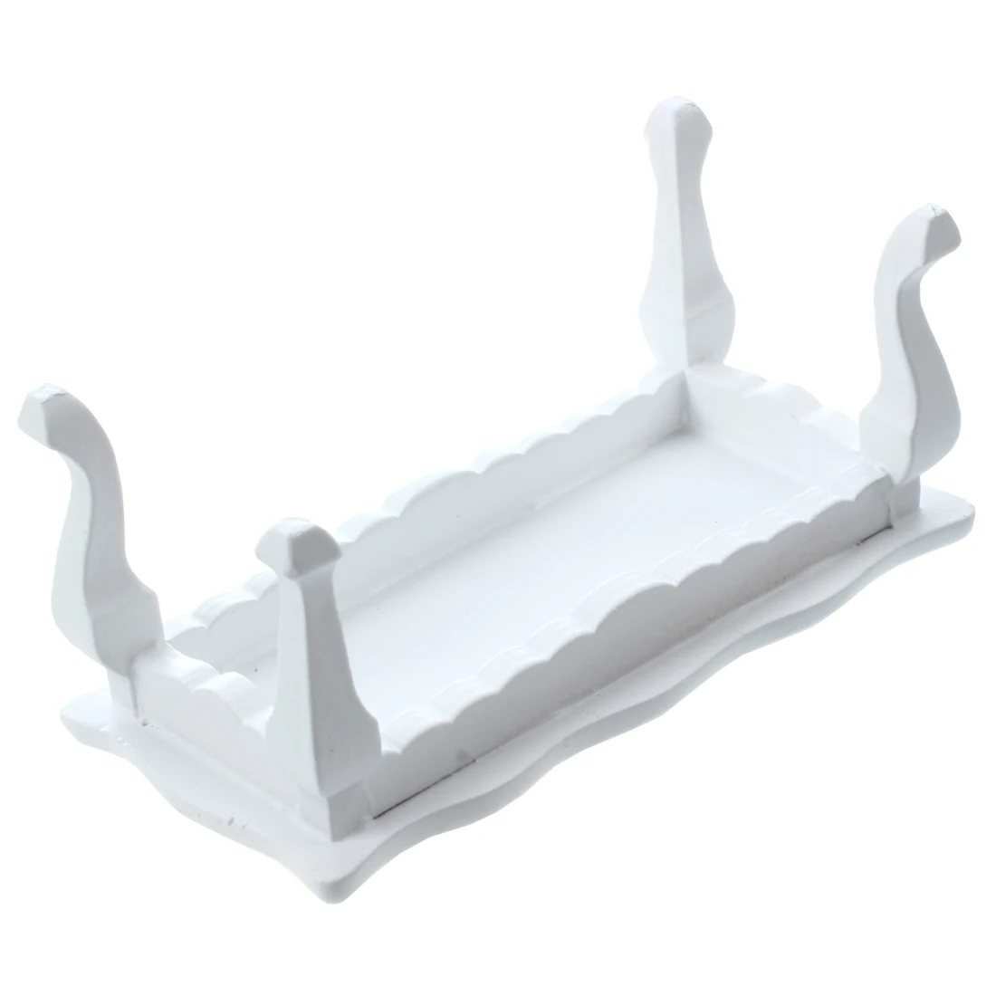 MACH 1/12 Dollhouse Miniature Furniture Wave-Edged Wooden Coffe/End Table - White