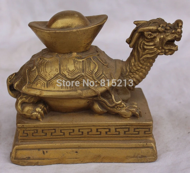 

bi0011611 100MM Chinese Bronze Wealth YuanBao Money Dragon Turtle Tortoise Animal Statue