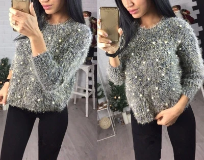 

Venlarain 2018 Sweaters Women Short Paragraph long-sleeved New Quick Sell Gold Silk women's Sweaters And Pullovers Vestidos