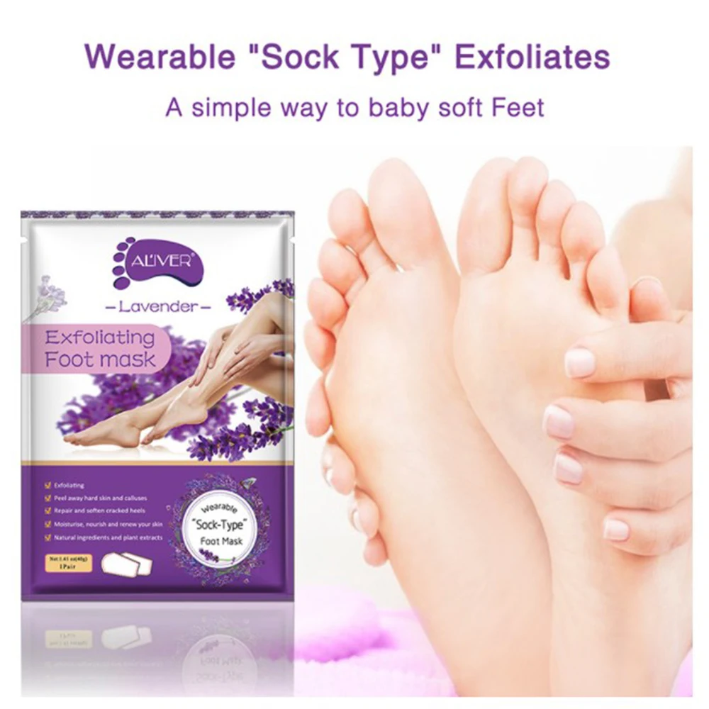 

NEW 2pcs/bag Exfoliating Foot Mask Pedicure Socks Exfoliation for Feet Mask Remove Dead Skin Heels Foot Peeling Mask TSLM2