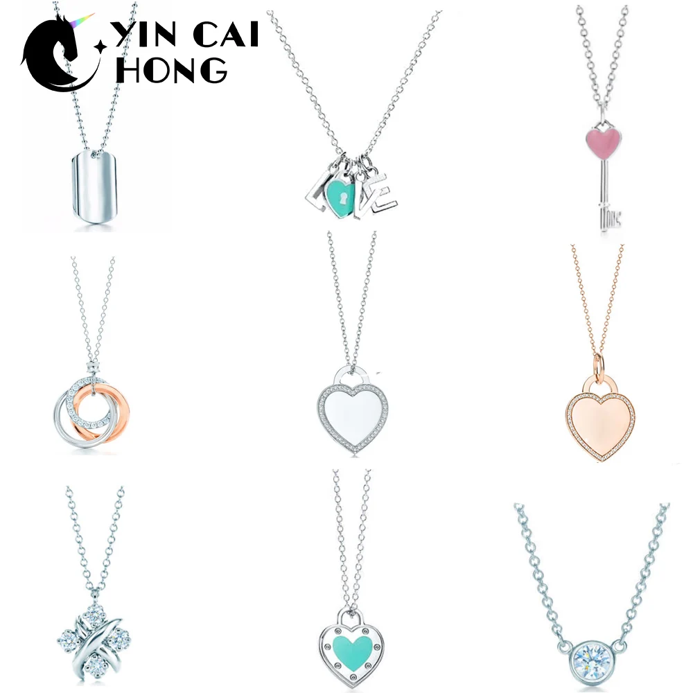 

YCH Charm Gift 925 Sterling Silver Rose Gold Key Heart TIFF Attractive Elegance Temperament Necklace World Jewelry