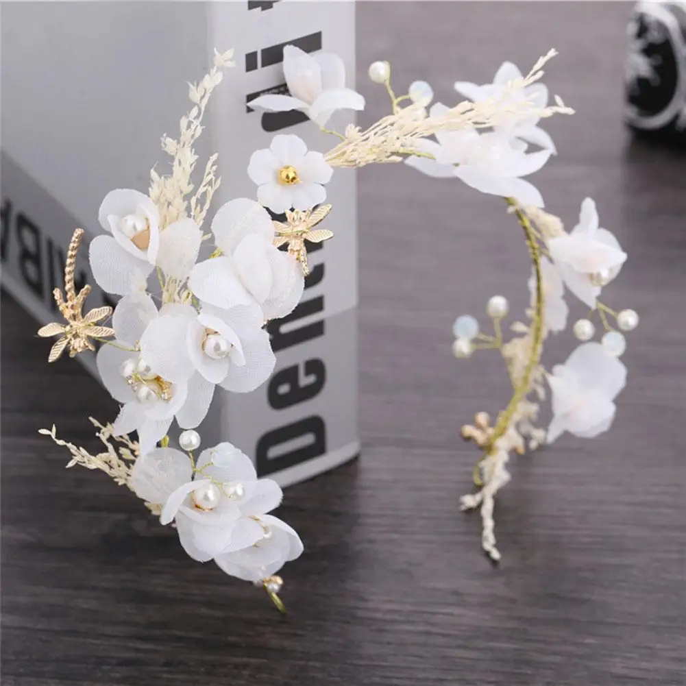 

Fashion Flower Pearl Hair Band Hoop Bride Headwear Wedding Dress Accessories