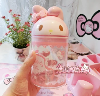 

cartoon melody rabbit cat plastic Cotton swab box storage for girls collection