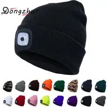 Головной убор со светодиодами Унисекс Рыбалка Охота Кемпинг бег раскладушки Лыжная шапочка шапки вязание шерстяное шляпа для женщин мужчин зимняя теплая шапка
