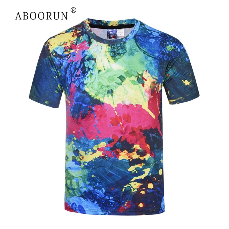 

ABOORUN Men's Summer T Shirts 3D Tie Dye Printed T-Shirts Short Sleeve Top Tees for Male R568