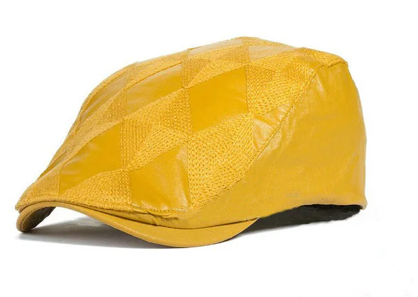 Модные Лоскутные кепки в клетку унисекс осень зима уличные теплые береты шляпа для мужчин и женщин Boina 5 цветов на выбор - Цвет: Yellow