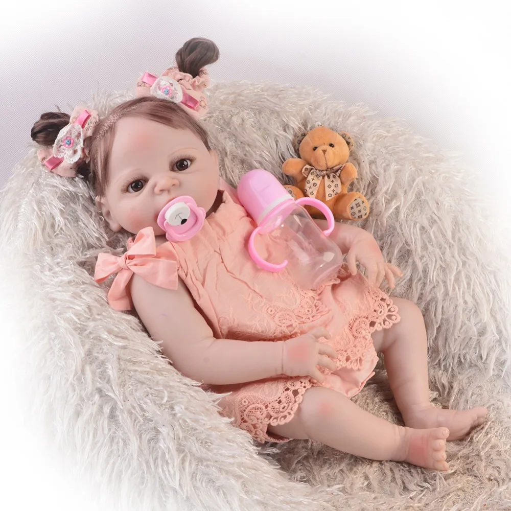 Realista bebes reborn полный Силиконовый reborn girl baby dolls 2" 57 см Очаровательная Кукла reborn настоящая Интерактивная кукла-Пупс can bathe bonecas