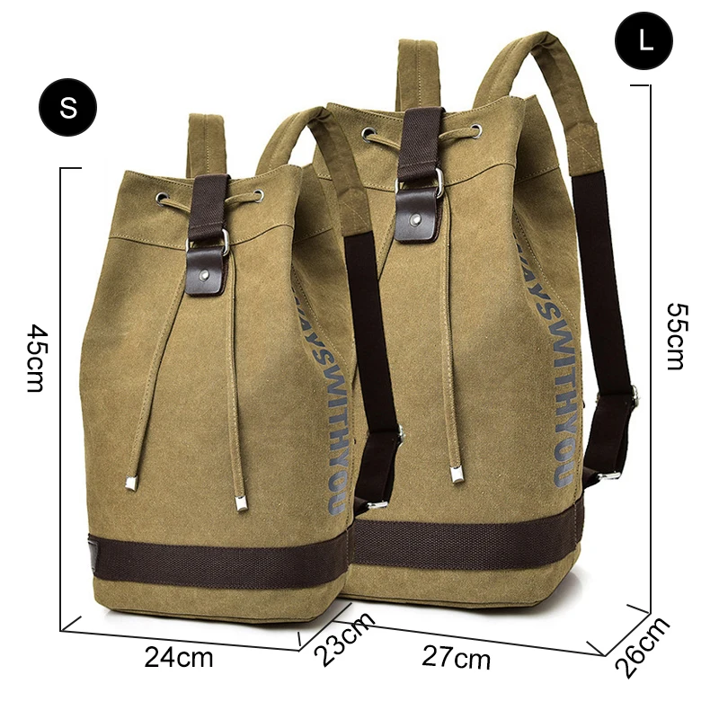 Male Foldable Canvas Bucket Rucksack Tactical Military Backpack Travel Hiking Army Bags Mountaineer