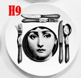 Rosenthal Piero fornasetti тарелки черно-белые иллюстрации подвесные блюда образец комнаты/дома/отеля Декор Кавальери лицо Керамические ремесла - Цвет: H9