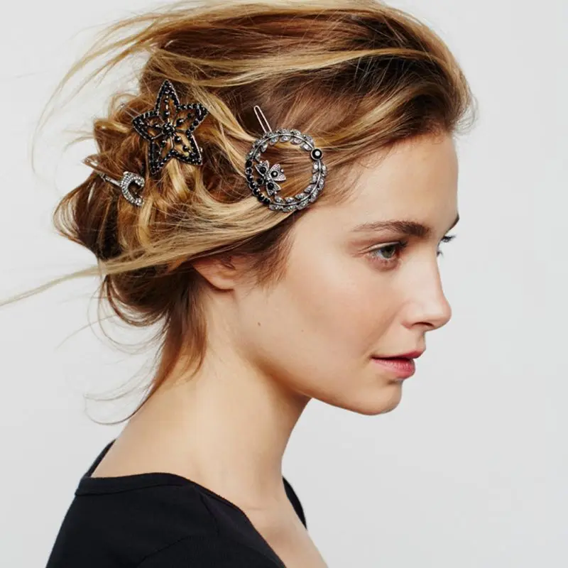 

European Palace Style Ladies Styling Hair Clip Retro Circle Arrow Shaped Frog Bobby Pins Jewelry Rhinestone Metal Alloy Barrette