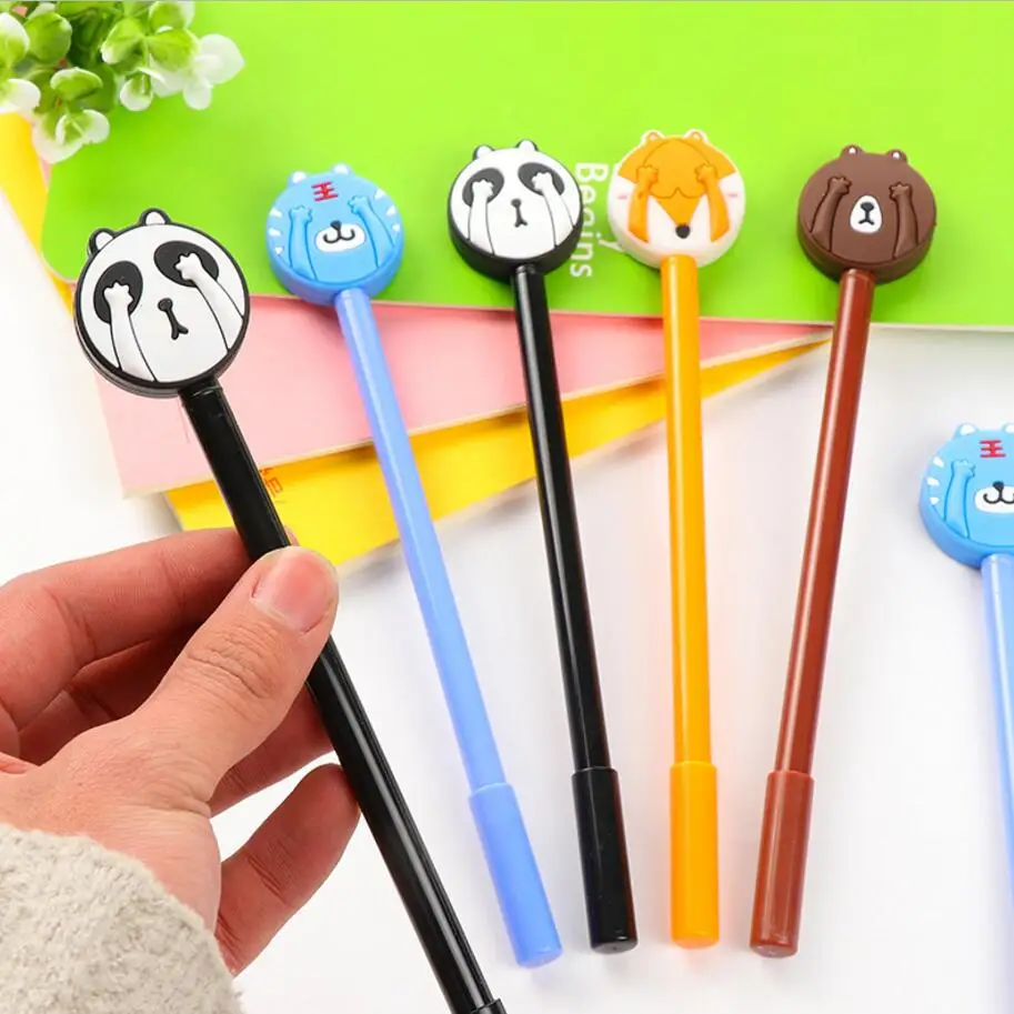 6 X Cute Brave Bird Bear Panda Gel Pens Novelty Cartoon Plastic Ballpen