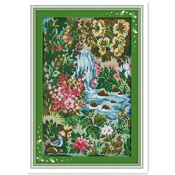 

Stream Chinese Counted Cross Stitch Patterns Kits DMC Cross Stitch Fabric Needlework kits-for-embroidery kit mezzo punto