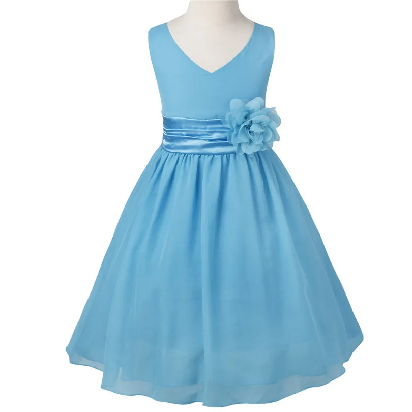 Модное детское шифоновое праздничное платье с цветочным узором для девочек, платье принцессы с цветочным рисунком для девочек, нарядное торжественное платье без рукавов Fille