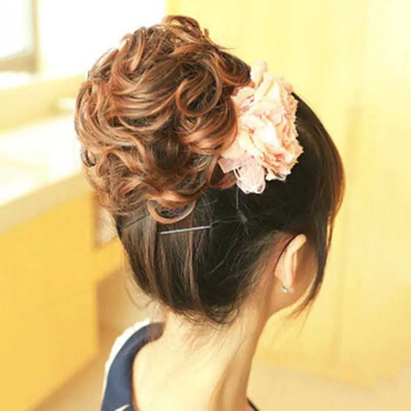 

Women Drawstring Ponytail Headwear Synthetic Hair Bun Extension Curly Chignon Elastic Hairpieces Lady Hair Bundles GDD99